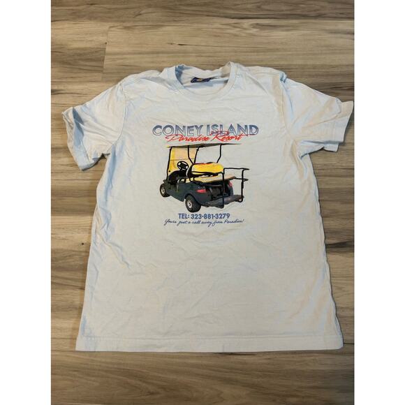 Men’s Medium Coney Island Picnic Getaround Graohic Tee Blue Gold Kart T-Shirt - Picture 1 of 4